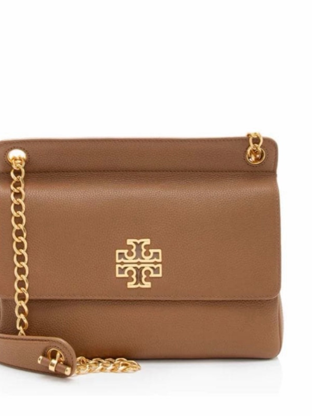 Tory Burch Brown Pebbled Leather Crossbody with Gold Hardware